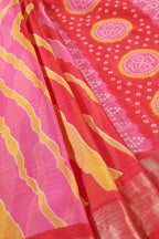 Red & Yellow Color Chiffon Printed Saree