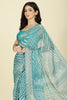 Firozi Color Chiffon Leheriya Printed Saree