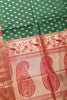 Green Color Pure Handloom Silk Zari & Butti Work Saree with Paithani Border