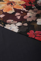 Black Colour Floral Printed Chiffon Saree