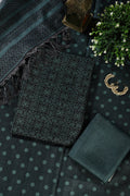 Bottle Green Chanderi Cotton Printed Unstiched Suit Material