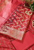 Red Chanderi Silk Resham And Zari Woven Unstitched Suit Material