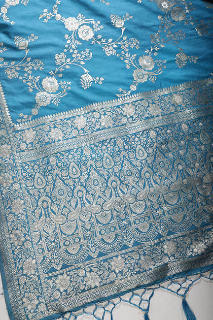 Muted Blue Color Art Silk Zari Woven Saree