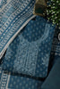 Blue Chanderi Silk Printed And Embroidered Unstitched Suit Material
