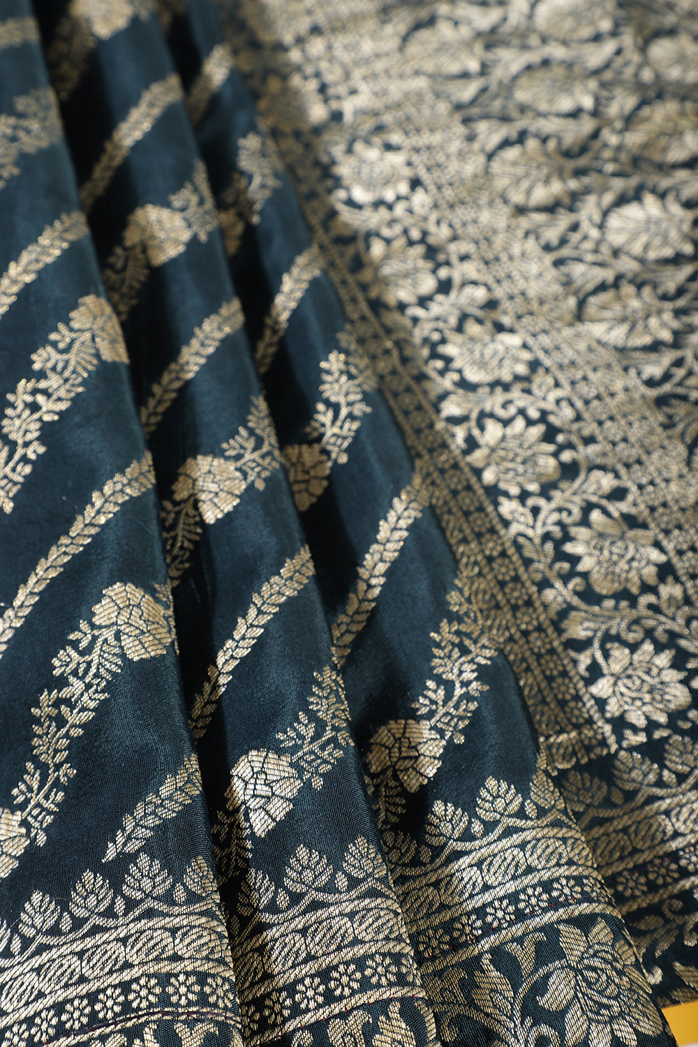 Navy Banarasi Woven Tussar Silk Saree
