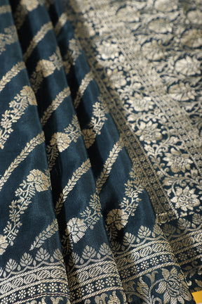 Navy Banarasi Woven Tussar Silk Saree