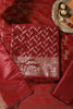 Maroon Colour Zari Woven Silk Unstitched Suit Material