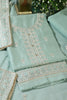 Sea Green Chanderi Silk Resham Embroidered Unstitched Suit Material