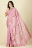 Pink Cotton Silk Printed And Zari Woven Saree