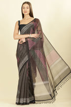 Black Organza Cotton Printed Saree