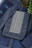 Navy Cotton Silk Printed and Neck Embroidered Unstitched Suit