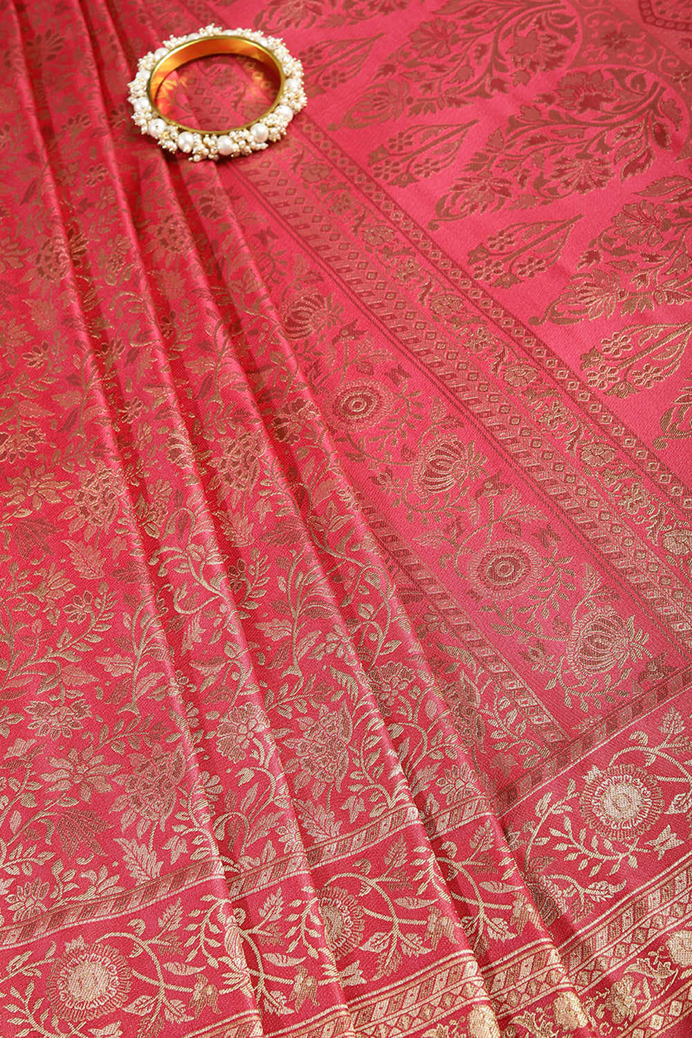 Fuchsia Pink Colour South Silk Heavy Woven Saree
