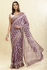 Purple Color Cotton Silk Boota Printed And Zari Woven Saree