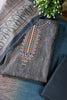 Navy Pashmina Printed And Neck Embroidered Unstitched Suit Material