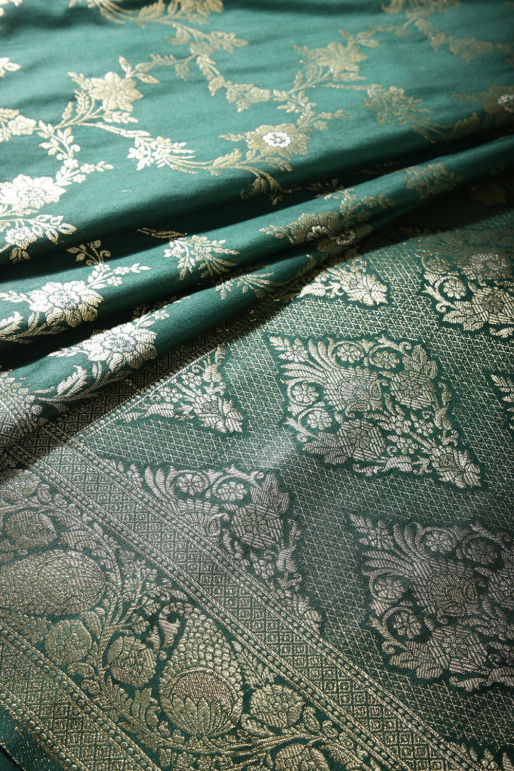 Bottle Green Color Zari Woven South Silk Saree