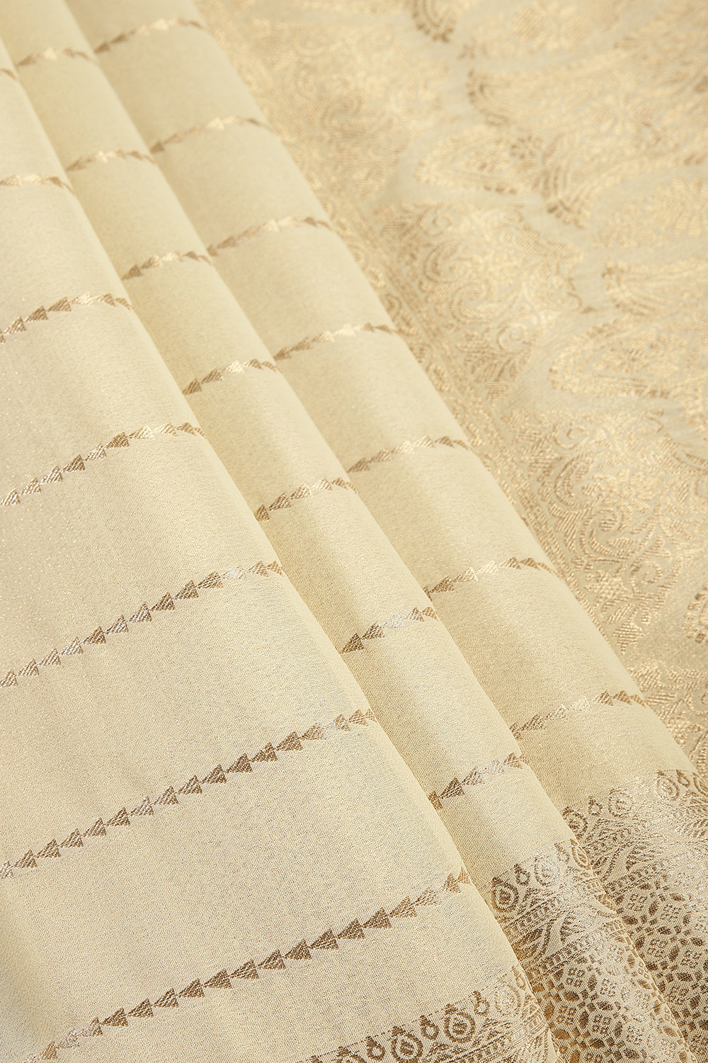 Cream Color Georgette Saree with Zari Pinstripes