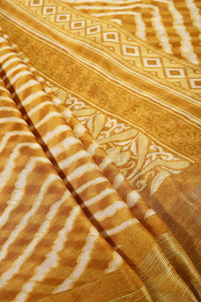 Mustard Color Chiffon Leheriya Printed Saree