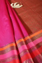 Magenta Pink Zari Woven Art Silk Saree