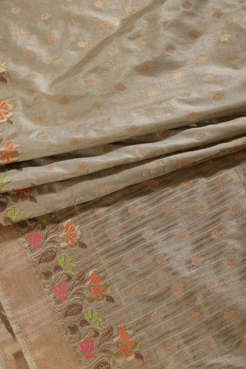 Beige Color Silk Resham & Zari Woven Saree