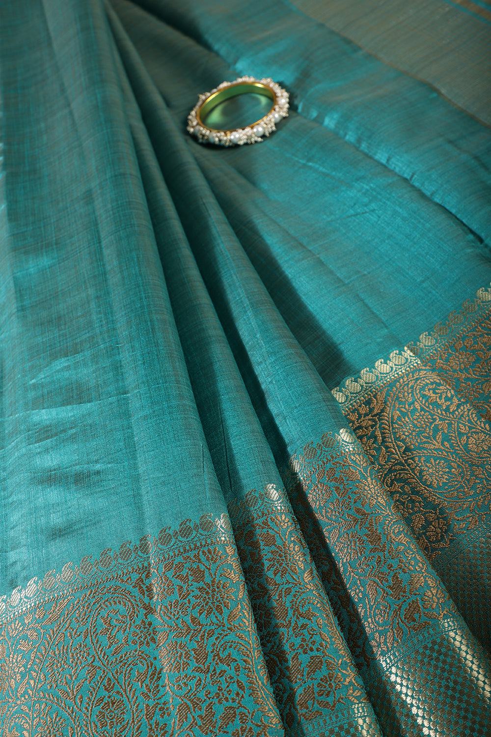 Teal Cotton Silk Woven Saree