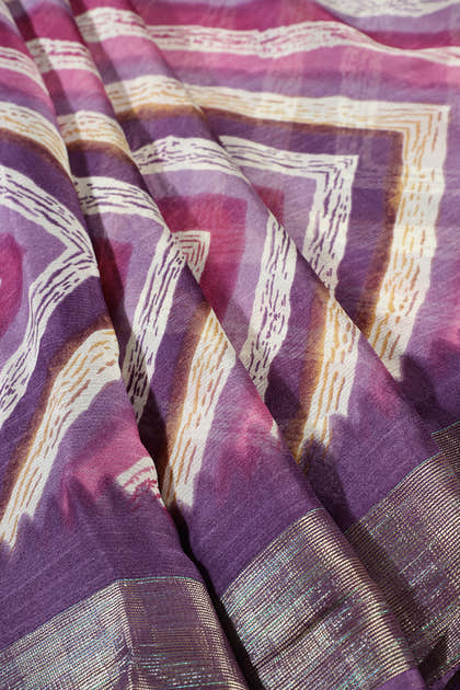 Purple Chiffon Lehariya Printed Saree