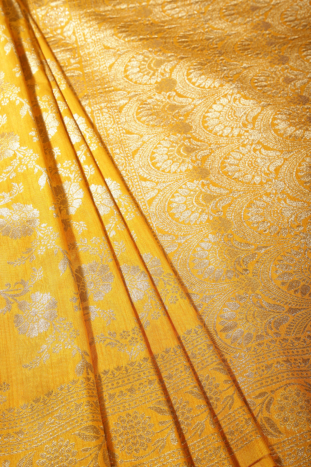 Mustard Color Raw Silk Woven Saree