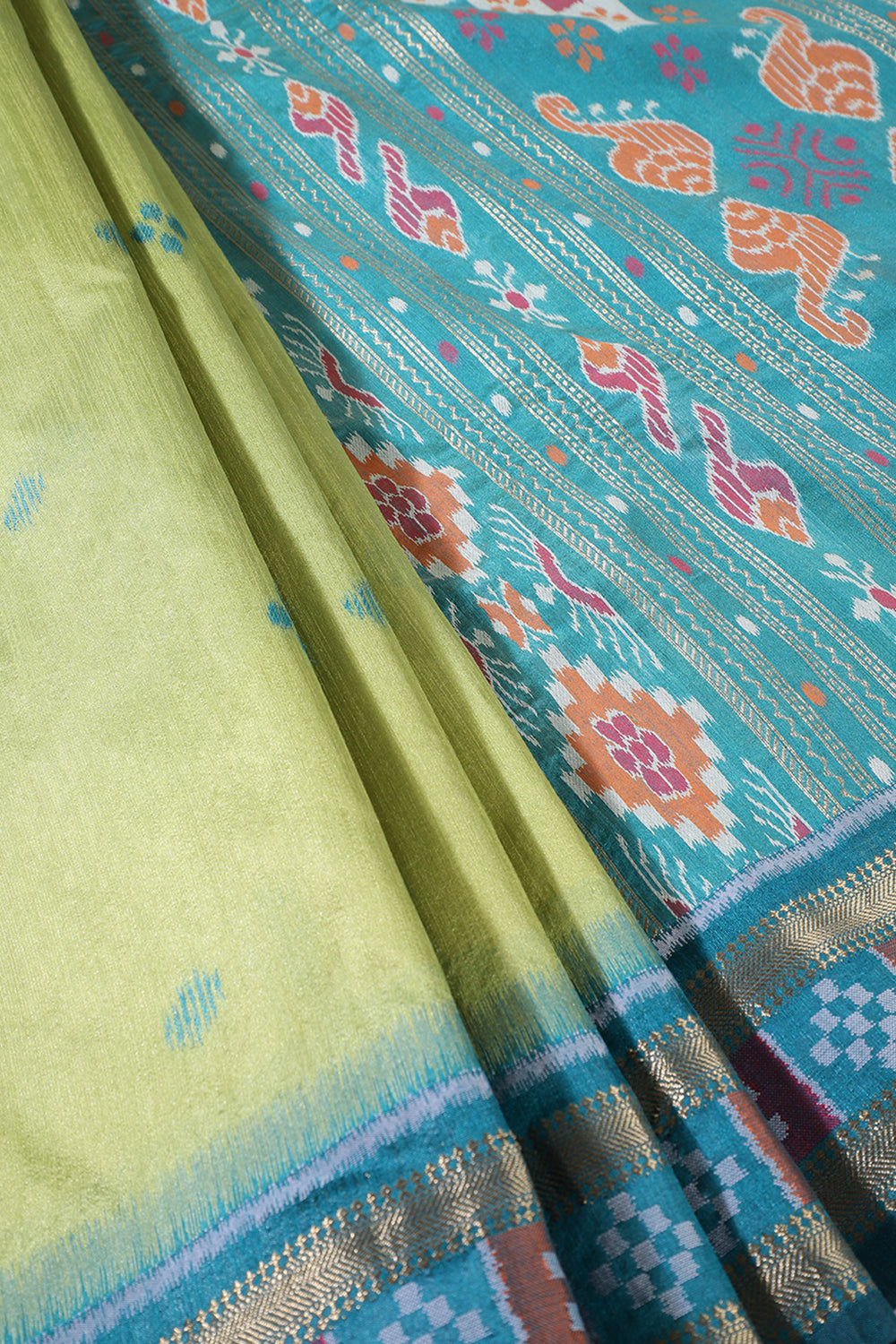 Pista Green Tussar Silk Reham Woven Saree