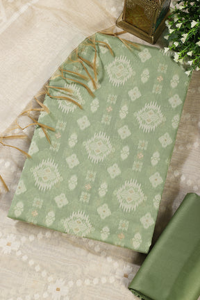Pista Green Chanderi Cotton Woven Unstitched Suit