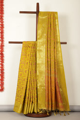 Sage Green Tussar Woven Silk Saree