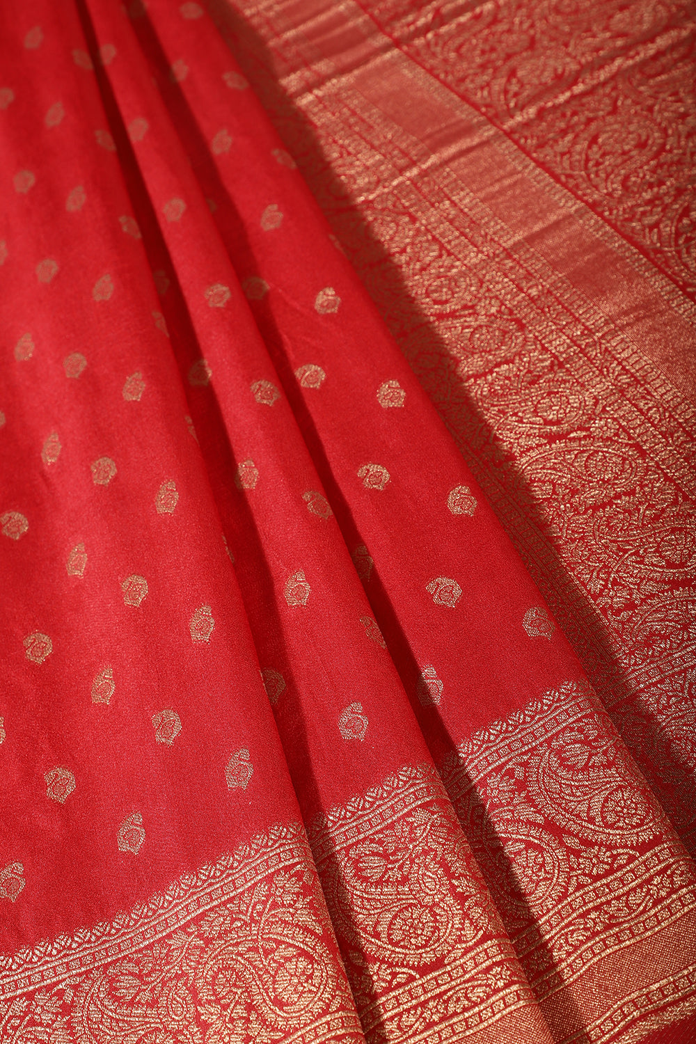 Red Silk Zari Buta Woven Saree