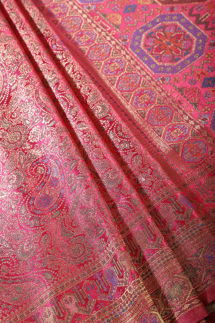 Rani Baluchari Silk Meenakari Woven Saree