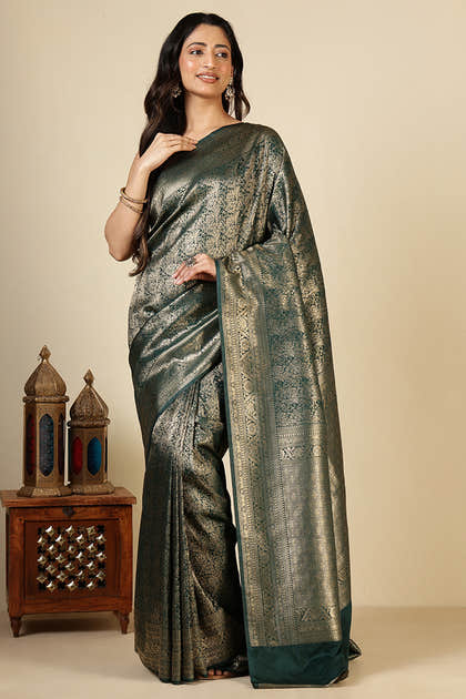 Green South Silk Floral Zaal Woven Saree