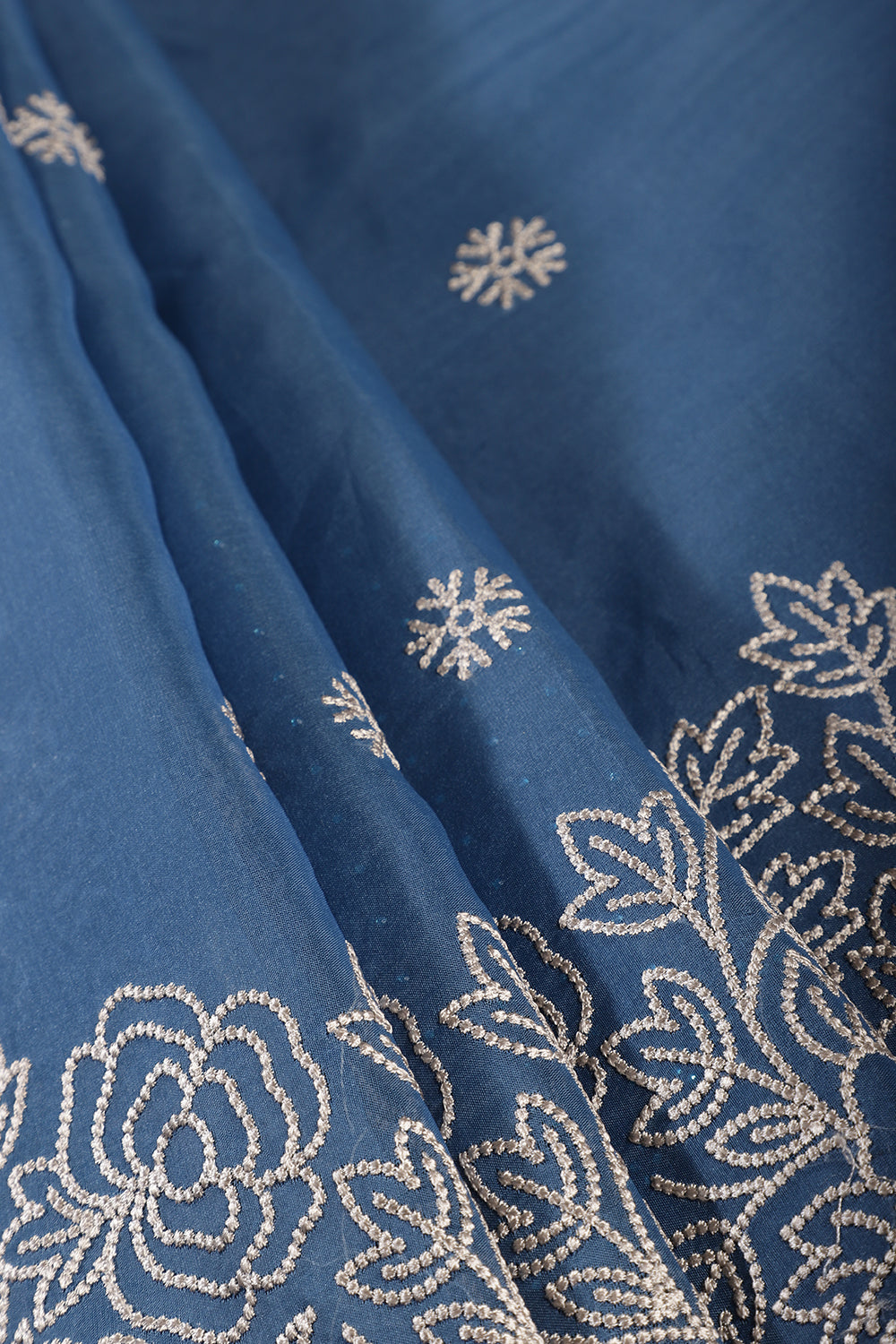 Blue Tissue Resham Embroidered Saree