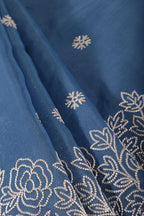 Blue Tissue Resham Embroidered Saree
