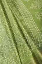 Green Printed & Woven Cotton Silk Saree
