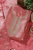 Peach Silk Zari Woven And Embroidered Unstitched Suit Material