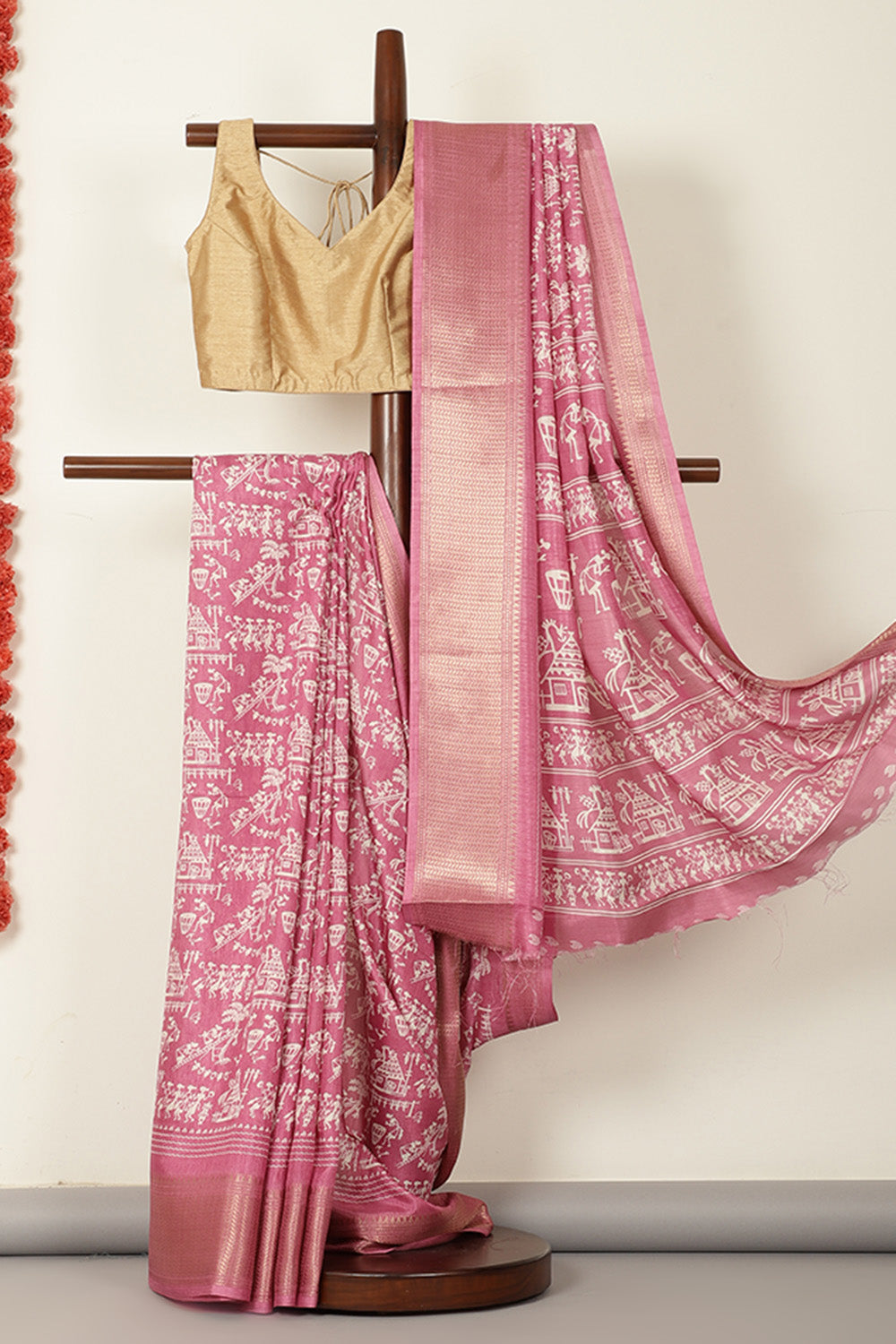 Light Mauve Cotton Silk Printed Saree