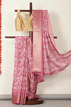 Light Mauve Cotton Silk Printed Saree