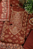 Brown Muslin Printed Unstitched Suit Fabric