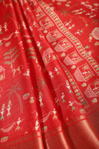 Red Cotton Silk Printed Saree