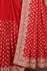 Red Color Pure Satin Crepe Saree with Full Zardozi Handwork