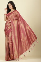 Muted Pink Color Zari Woven South Silk Saree