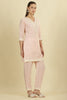 Pink Cotton Hacoba Style Neck-Embroidered Kurta Set