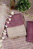 Purple Tussar Cotton Printed And Reham Embroidered Unstiched Suit Material