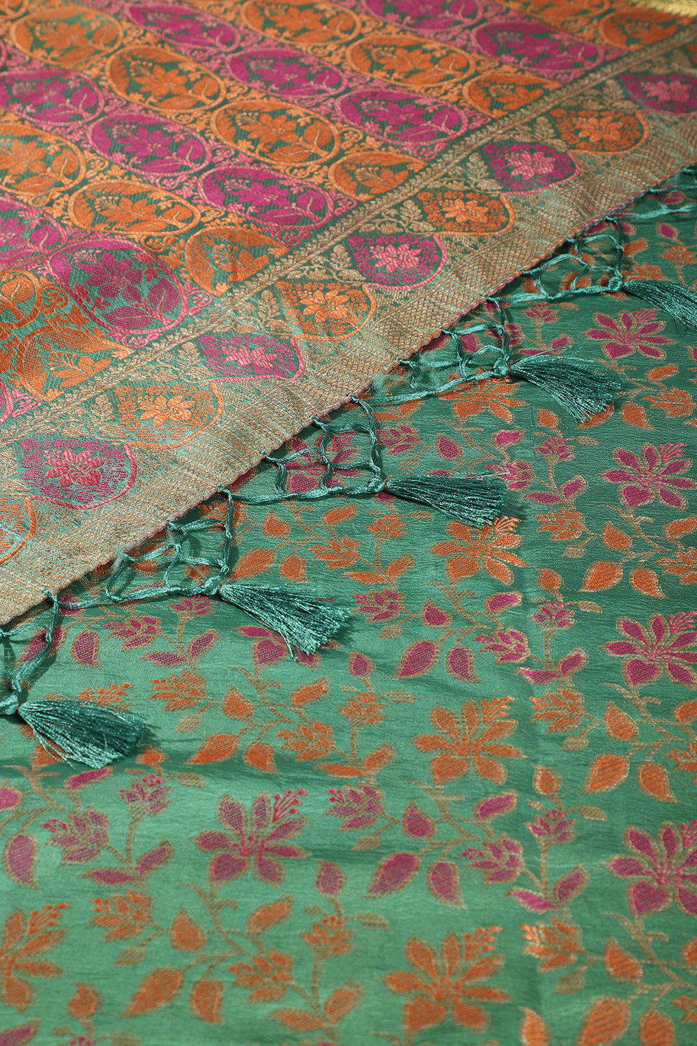 Sea Green Colour Tussar Woven Silk Saree