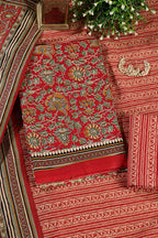 Red Cambric Cotton Unstitched Suit Material