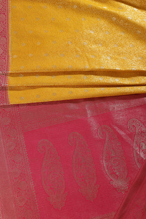 Mustard & Magenta Dual Toned Soft Silk Zari Woven Saree