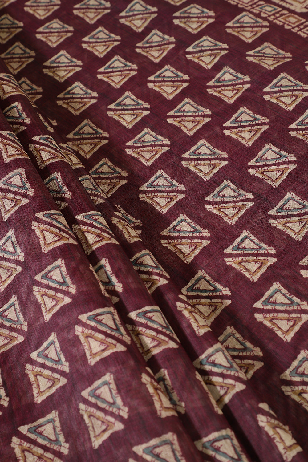 Wine Cotton Silk Printed Saree