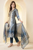 Blue Color Chanderi Silk Printed Straight Suit