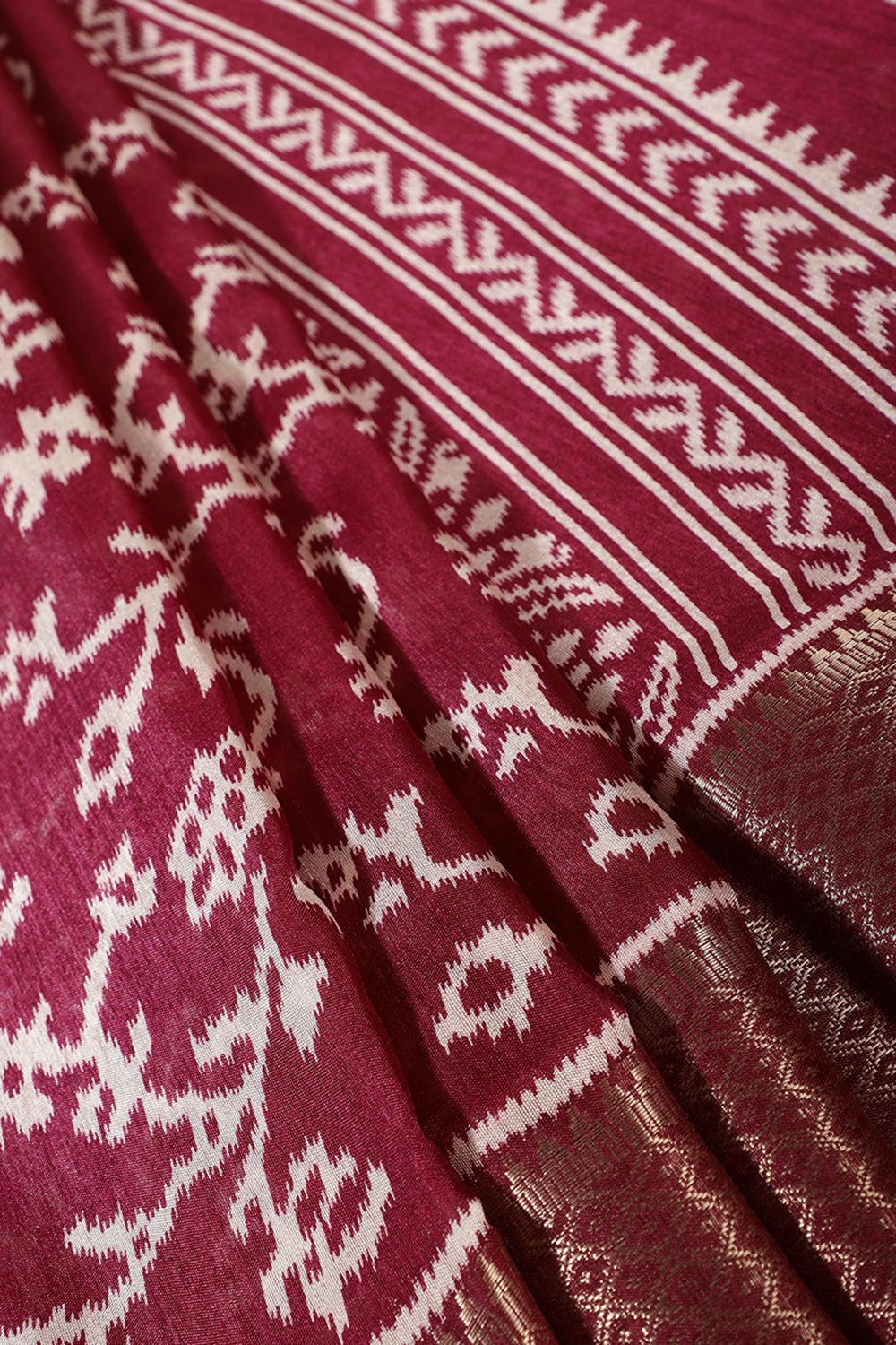 Wine Color Cotton Silk Printed Saree